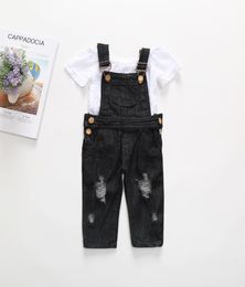 Peuter Kids Baby Girl Off Shoulder Lace Tops Jeans Bib Pants Outfits Kleding4150914