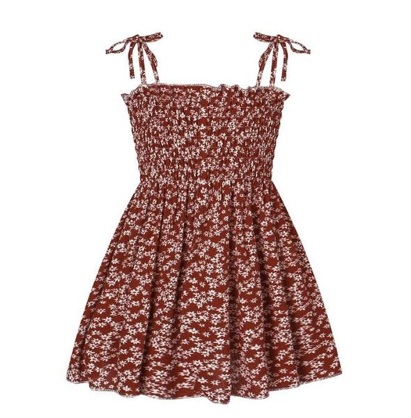 Vestidos para niñas infantiles para niños de 1 a 6 años Moda Bohemian Sundress para niñas Correas de estampado floral de verano Vestido floral sin mangas