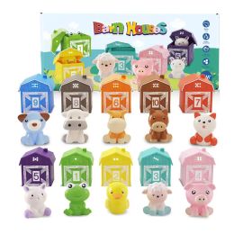 Toddler Montessori Apprentissage Toys comptant le tri des couleurs assorties ensemble de marionnettes animales de ferme