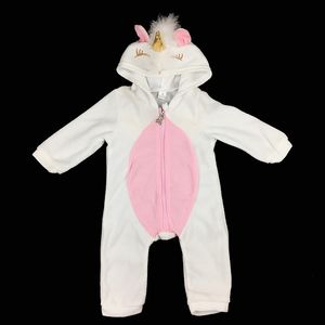 Enfant en bas âge nouveau-né vêtements bébé filles dessin animé corne barboteuse à capuche nourrissons fermeture éclair combinaison vêtements 10 pièces/ensemble M3289