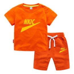 Enfant en bas âge tenues enfants garçon survêtement ensembles à manches courtes solide T-shirts pantalon 2 pièces Sport costume 2022 mode bébé filles vêtements décontractés