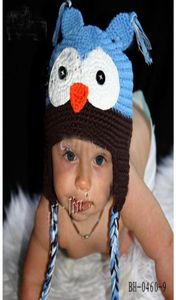 Enfant en bas âge hibou EarFlap Crochet chapeau bébé fait à la main au Crochet hibou bonnet chapeau fait à la main hibou bonnet tricoté hat7959356