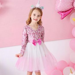 Vestidos infantis princesa meninas arco vestido infantil para meninas com decote em v festa tutu vestido patchwork voile crianças fantasias