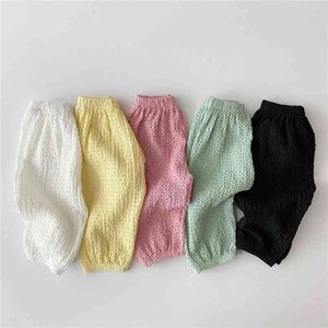 Enfant en bas âge été mince pantalon lâche Style garçons et filles coréen décontracté maison enfants enfants bas blanc rose 210619