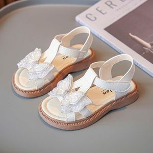 Toddler Sweet T-Strap Bowknot Beach Shoes Kids Princess 6-15 ans Flats Sandales de bébé d'été pour filles L2405