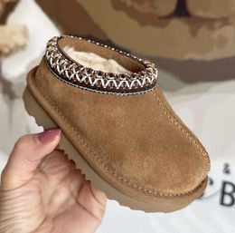 Criança Tasman II Chinelos Tazz Sapatos de bebê Crianças Pele de Castanha Slides Pele de Carneiro Shearling Clássico Ultra Mini Bota Mules de Inverno Slip-on Lã Little Big527