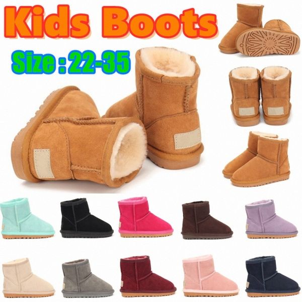 Botas para niños pequeños Botas de nieve de diseñador para niños 3352 Bebés australianos, niñas, niños, botas cálidas, zapatos de cuero para jóvenes, botines de invierno 21Ck #