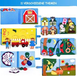 Toddlers Montessori Doek Boekverhaal Scene Bewak boek met Animal Hand Puppet Travel behoorlijk boekspeelgoed