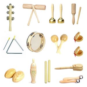 Ensemble de jouets musicaux pour tout-petits, castagnettes, marteau à sable, tambourin, Triangle, Double sonnerie, ensembles d'instruments de Percussion Orff, Montessori 240124