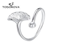 Todorova délicat ginkgo rings de feuille argentée anneaux réglables ajustés feuilles de plante mignonne pour femmes bijoux de mariage8648203