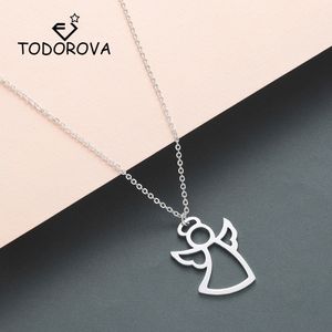 Todorova Guardian Angel Wings Pendant Necklace Women Stainless Steel Jewelry First Communion Gift Statement Necklace