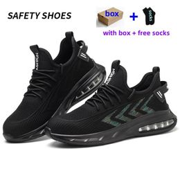 Toe anti -stalen dopveiligheid met smash mannen werkschoenen sneakers licht punctie proof onverwoestbare zwarte mode ontwerper maat feit 789