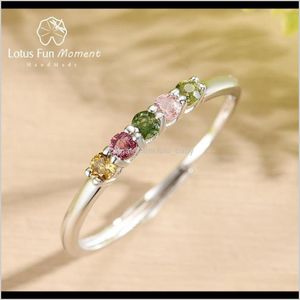 Toe Body Drop Delivery 2021 Vring Jlotus 925 Fun Natural Multicolor Tourmaline Real Gemstone Fashion Sterling Sier Fine Jewelry Wedding Rings