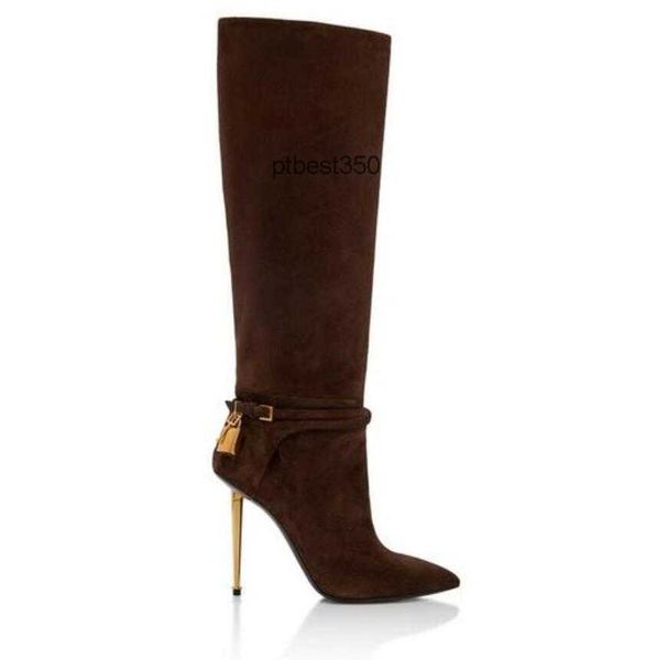 punta de lujo Brillantes botines botas marcas diseñador Zapatos de invierno -zapatos estampados candado de cuero de cocodrilo Mujer puntiaguda mujer sexy Tobillo 35-42