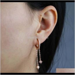 Toe Rings Body Jewelry Livrot 2021 Belle ￩toile ￩tincelante ￩blouissante Northstar Dang Drop Shiny Cubic Zircon Women Fashion Fashion Long Pild Chain E