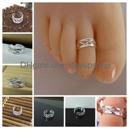 Toe Anneaux Delysia King Women Elegant Antique Antique Ajustivable Ring Trendy Summer Hollowed Out Foot Beach Jewelry Drop Livrot Otbe8