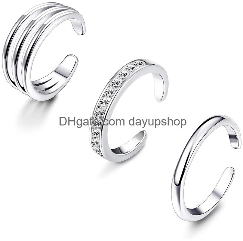 Toe Rings Open Set For Women Simple Thin Cz Tail Band Ring Adjustable Summer Beach Foot Jewelry Apply To Finger Drop Delivery Ot4Vf