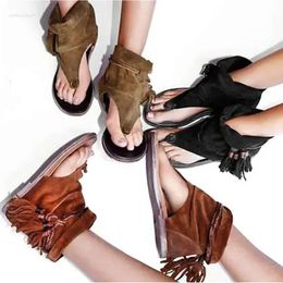 Teen rome dames peep sandalen mode flats retro stijl fringe gladiator casual jurk schoenen vrouw big size 34-41 zomer f12