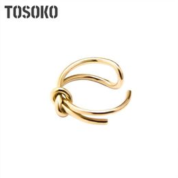 TOFFLO ligne de bijoux en acier inoxydable Double noeud anneau ouvert bague de mode pour femmes BSA050 X0715299V