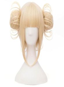 Toga Himiko Cosplay WigSmy Hero Academia Cos Wiganime Blonde Wig Kort golvende synthetisch haar met pony -randkapsels voor loli302812813