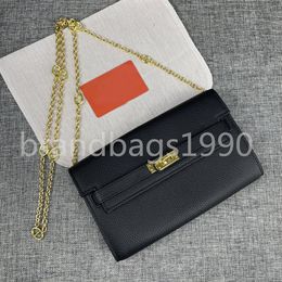 Togo Piel de vaca Diseñador Monedero mujer Carteras en cadena Bolso de embrague Plata Oro Hebilla Titulares de tarjetas Moda Cuero genuino Con caja Número de serie