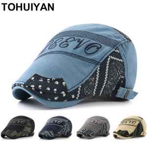 Tohuiyan rétro bérets Caps for Men Letters Broidered Boina Newsboy Hat Women Fashion Ajustivable Gatsby Hat Artiste Flat Cap 240601