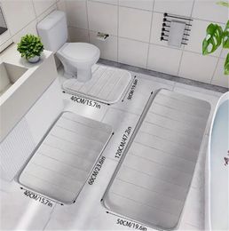 Toiletbadkamer 3 pc's huishouden anti slip voet mat vaste kleur gewatteerde badkamer water absorberen tapijtmat