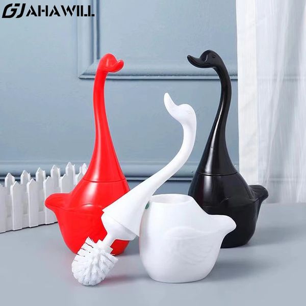 Porte-balais de toilette AHAWILL Creative Swan Brush Plastic Set Fashion Tête épaisse Propre Sans impasse Forte Détergence PP Matériel 230710