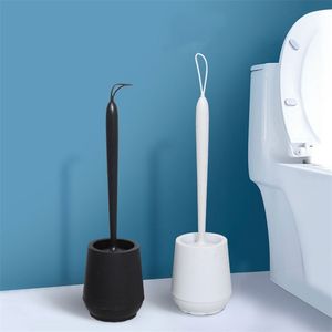 Toiletborstels houders badkamer zwarte toiletborstel zachte tpr siliconen borstel hoofd geen dode hoeken thuis vloerstandige reinigingsborstels wc accessoires 220902