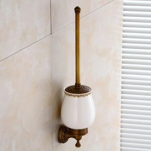 Toiletborstelhouders Europees type voor el Badkamer Toiletborstelhouder Antiek Messing Kleur Massief Messing Materiaal Wandmontage Reinigingsborstelhouder 231012