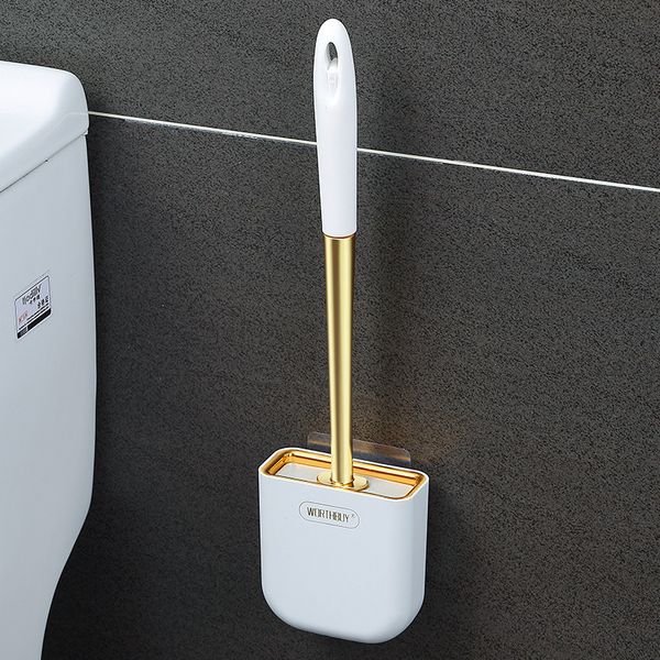 Soportes para escobillas de baño Escobilla de baño de lujo Soporte montado en la pared Cepillo de limpieza de cabeza plana de silicona Limpiador de espacios en las esquinas Juego de accesorios de baño para el hogar 230726