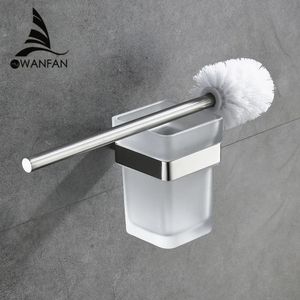 Porte-brosses de toilette Porte-brosse de toilette moderne en acier inoxydable SUS 304 siège de montage tasses en verre de Style carré raccord de matériel de salle de bains 610009 231025