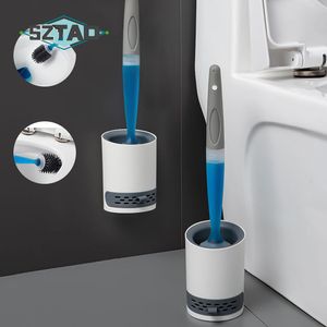 Toilet Brushes Holders SZTAO Silicone Toilet Brush WallMounted Cleaning Tools Refill Liquid No Dead Corners Toilet Brush Home Bathroom Accessories Set 230629