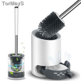 TORMAYS Brosse WC en Silicone et Récipient avec Support à Séchage Rapide pour Salle de Bain WC Invité Montage Mural et Debout 220902