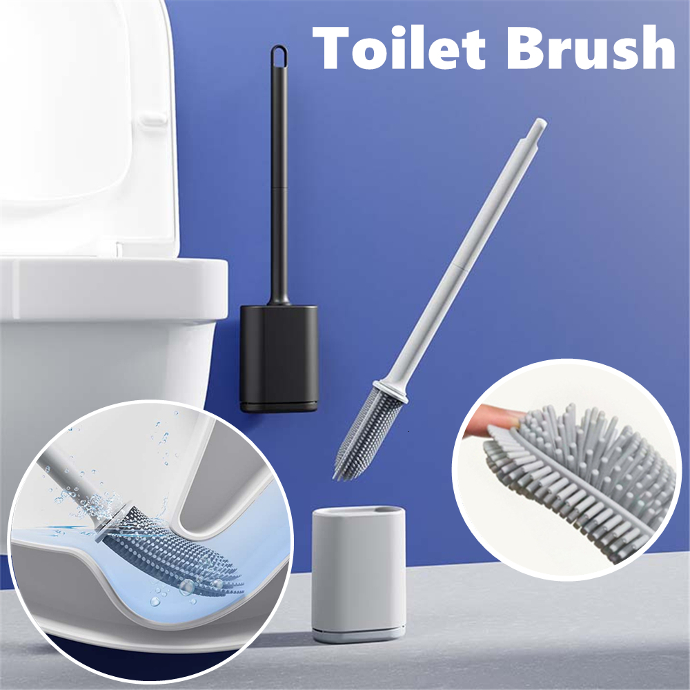 Toilet Brushes Holders Upgrade Flexible TPR Toilet Brush Bathroom Wall Mounted Cleaning Brushes Cleaner Toilet Brush with Quick Drying Holder 230926