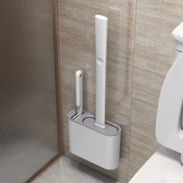 Toiletborstels houders muur hangen met houder met lange handige siliconen zachte borstelharen wc reinigingsbadkamer accessoires