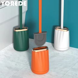 Toiletborstelhouders YOREDE Lichte luxe toiletborstel Siliconen schoonmaakborstel Kunststof lange steel Thuis WC-reinigingsgereedschapset voor badkameraccessoires 230926