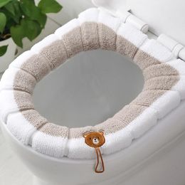 Accessoires de couverture de couvercle de toilette chaud doux lavable coussin siège coussin ensemble pour la décoration intérieure Closestool tapis housses