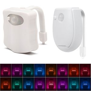 Luz nocturna para inodoro, 7/8/16 colores, Sensor de movimiento PIR inteligente, luces led para asiento de WC, retroiluminación impermeable para iluminación interior de cuenco de baño