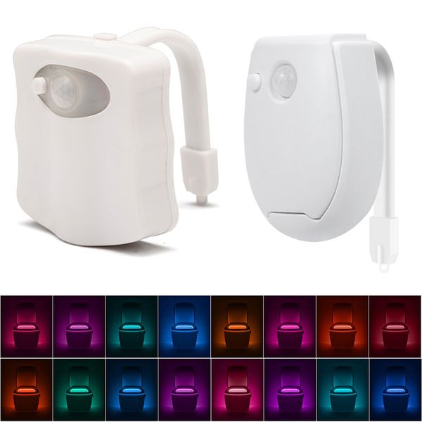 Veilleuse de toilette 7/8/16 couleurs capteur de mouvement PIR intelligent siège de WC lumières LED rétro-éclairage étanche pour éclairage intérieur de cuvette de toilettes