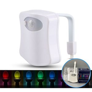 Toilet Nachtlampje LED Lamp Smart Badkamer Menselijke Motie Geactiveerde PIR 8 Kleuren Automatische RGB Backlight 90pcs