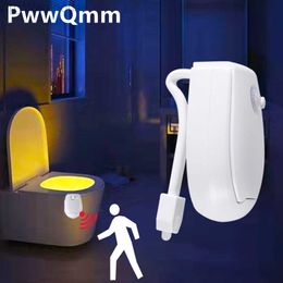 Toiletavond lichte pir bewegingssensor toiletverlichting waskamer nachtlamp 8 kleuren toilet kom verlichting voor badkamer wasruimte hkd230812