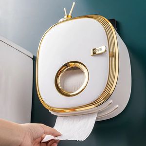 Porte-conteneur de papier toilette Boîte à mouchoirs Mural Organisateur de salle de bain Accessoires Tiroir Rouleau de papier Étagère Boîte de rangement de luxe 240223