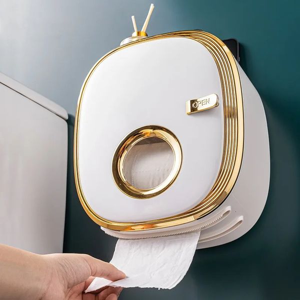 Conteneur en papier toilette Conteneur de tissu Boîte de tissus mural Bathroomse de salle de bain Accessoires Drawer Roll Papier étagère de rangement de luxe Box 240419