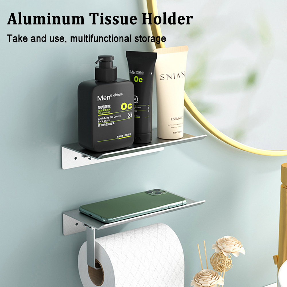Toiletpapier houder rolrol papier opslag haak muur gemonteerd rollende tissu hanger met mobiele telefoonstand badkamer accessoires
