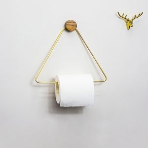 Toiletpapierhouder Triangle Roll Shelf Tissue Storage Rack hout koperen combinatie keuken badkamer y200108