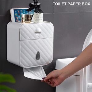 Soporte de papel higiénico impermeable montado en la pared rollo de papel caja de soporte de toalla de papel estante tubo caja de almacenamiento accesorios de baño T200425