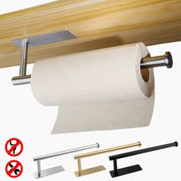 Porte-papier hygiénique Porte-papier adhésif 304 acier inoxydable brossé or noir salle de bain cuisine WC porte-serviettes en papier étagère longue rouleau de mouchoirs cintre 231025