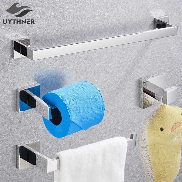 Supports de papier toilette de salle de bain chromée robe crochet serviette de rail de rail de barre étagère étagère de papier tissu support de brosse à dents accessoires de salle de bain 240410