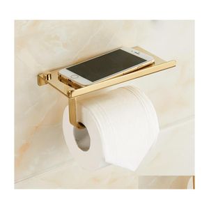 Porte-papier hygiénique Salle de bain Tussie Support pour téléphone Étagère Support mural en acier inoxydable Wc Accessoires de stockage Drop Delivery Home Ga Dhked